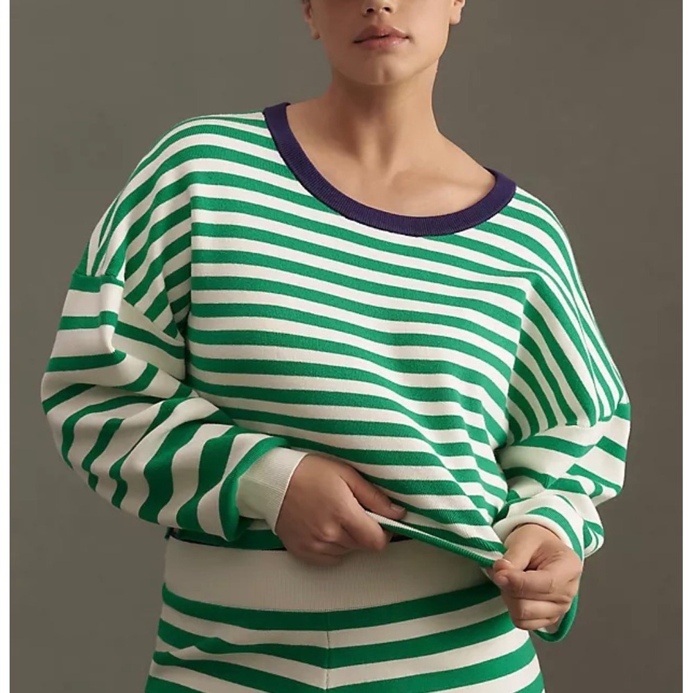 Daily Practice Cropped Striped Sweater Size L